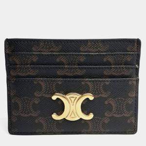Pre Owned Celine Triumph Brown Canvas card wallet