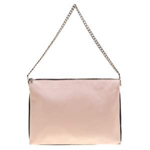 Pre Owned Celine Tri Color Soft Leather Trio Zip Chain Clutch