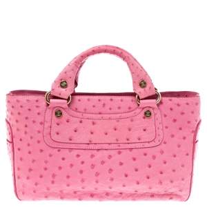 Pre Owned Celine Pink Ostrich Boogie Tote