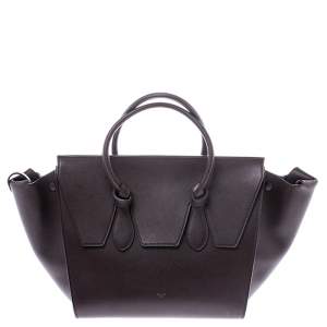 Pre Owned Celine Burgundy Leather Small Tie Tote