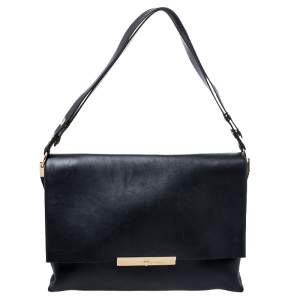 Pre Owned Celine Black Calfskin Leather Blade Flap Bag