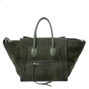 Pre Owned Celine Green Suede Medium Phantom Luggage Tote 