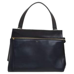 Pre Owned Celine Navy Blue/Black Leather Large Edge Bag