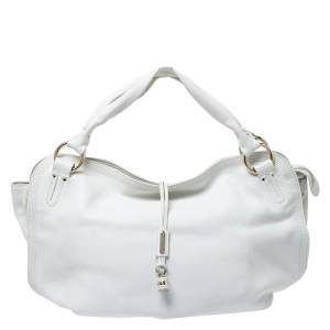 Celine White Leather Large Bittersweet Hobo