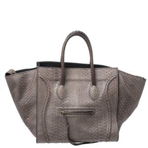 Pre Owned Celine Grey Python Medium Phantom Luggage Tote 