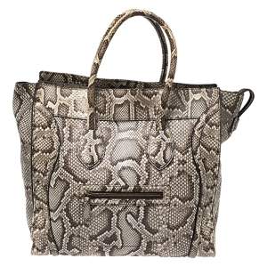 Pre Owned Celine Beige Python Medium Luggage Tote