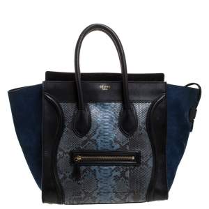 Celine Multicolor Python/Suede and Leather Mini Luggage Tote