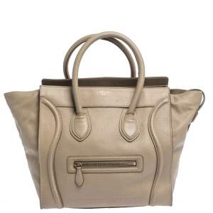 Pre Owned Celine Beige Leather Mini Luggage Tote