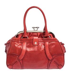 Pre Owned Celine Red Python Clandestine Satchel