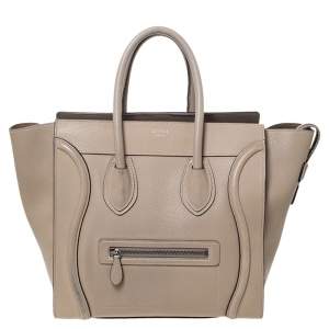Pre Owned Celine Beige Leather Mini Luggage Tote
