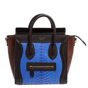 Pre Owned Celine Tri Color Python and Leather Nano Luggage Tote