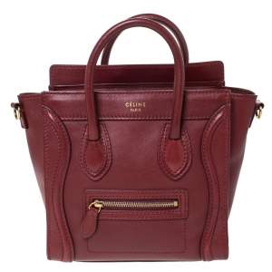 Pre Owned Celine Red Leather Nano Luggage Tote