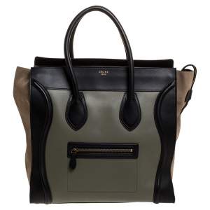 Pre Owned Celine Multicolor Leather and Suede Medium Luggage Tote