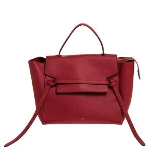 Pre Owned Celine Red Leather Belt Top Handle Bag