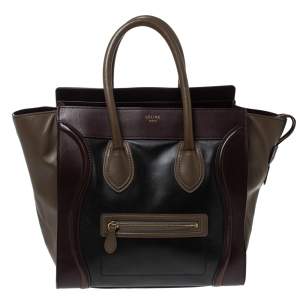 Pre Owned Celine Tri Color Leather Mini Luggage Tote