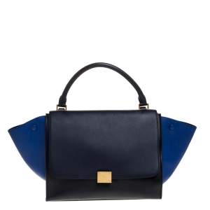 Pre Owned Celine Tri Color Leather Medium Trapeze Bag
