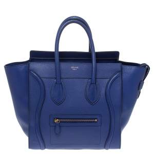 Pre Owned Celine Blue Leather Mini Luggage Tote
