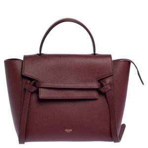 Pre Owned Celine Red Leather Micro Belt Top Handle Bag