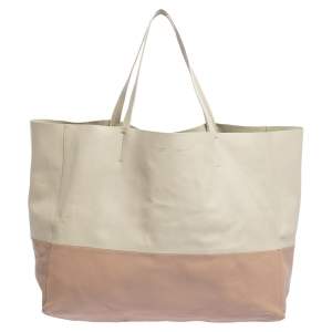 Pre Owned Celine Nude/Light Beige Leather Horizontal Cabas Tote