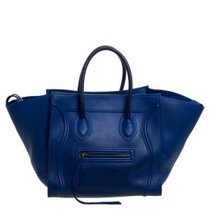 Pre Owned Celine Blue Leather Medium Phantom Luggage Tote 