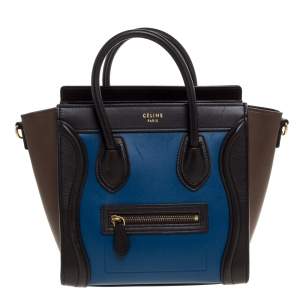 Pre Owned Celine Tri Color Leather Nano Luggage Tote