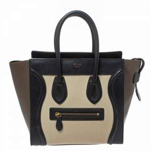 Pre Owned Celine Tri Color Leather Micro Luggage Tote