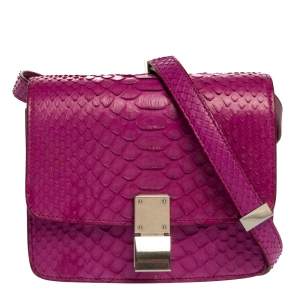 Pre Owned Celine Purple Python Small Classic Box Flap Bag