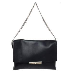 Pre Owned Celine Black Calfskin Leather Blade Flap Bag