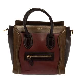 Pre Owned Celine Tri Color Leather Nano Luggage Tote