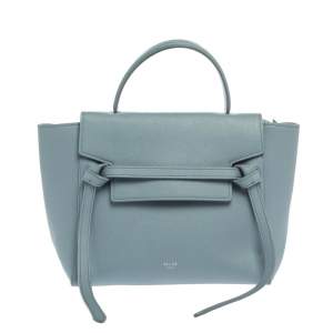 Pre Owned Celine Blue Leather Micro Belt Top Handle Bag