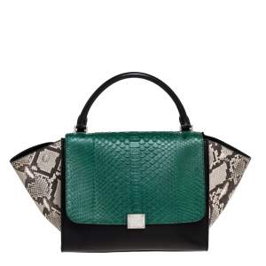 Pre Owned Celine Multicolor Python and  Leather Medium Trapeze Bag