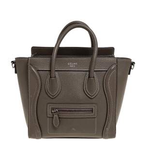 Pre Owned Celine Grey Leather Nano Luggage Tote