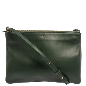 Pre Owned Celine Green Leather Trio Crossbody Bag