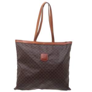Pre Owned Celine Brown Macadam Coated Canvas and Leather Tote