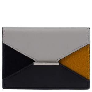 Pre Owned Celine Multicolor Leather and Calfhair Diamond Card Case
