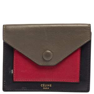 Pre Owned Celine Tri Color Leather Envelope Pocket Card Holder