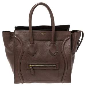 Pre Owned Celine Brown Leather Mini Luggage Tote
