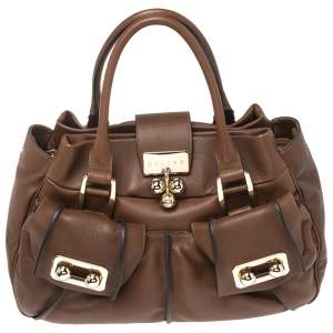 Pre Owned Celine Macadam Brown Leather Satchel