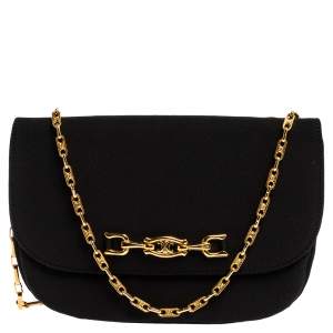 Pre Owned Celine Black Fabric Chain Pochette Bag