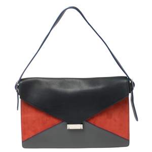 Pre Owned Celine Multicolor Leather and Suede Diamond Clutch Bag