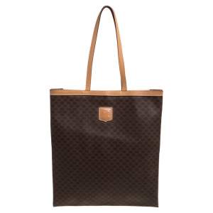 Pre Owned Celine Brown Macadam Coated Canvas and Leather Tote