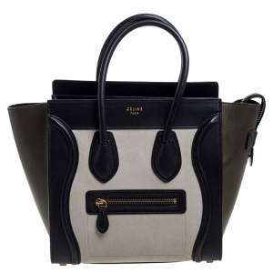 Pre Owned Celine Tri Color Nubuck and Leather Micro Luggage Tote