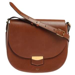 Pre Owned Celine Brown Leather Medium Trotteur Shoulder Bag