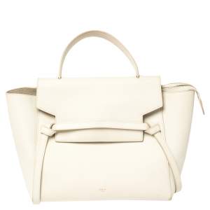 Pre Owned Celine Cream Leather Mini Belt Top Handle Bag