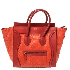 مملوكة مسبقًا Celine Red Python Mini Luggage Tote