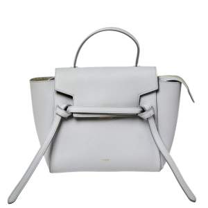 Pre Owned Celine Grey Leather Nano Belt Top Handle Bag