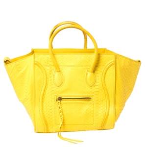 Pre Owned Celine Yellow Python Medium Phantom Luggage Tote 