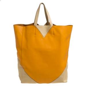 Pre Owned Celine Orange/Yellow Leather Vertical Cabas Tote