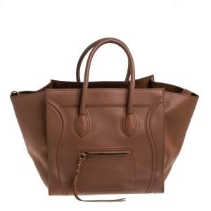 Pre Owned Celine Brown Leather Medium Phantom Luggage Tote