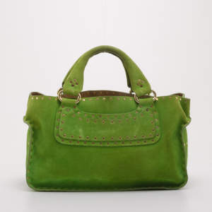 Pre Owned Celine Green Suede Studded Boogie Tote